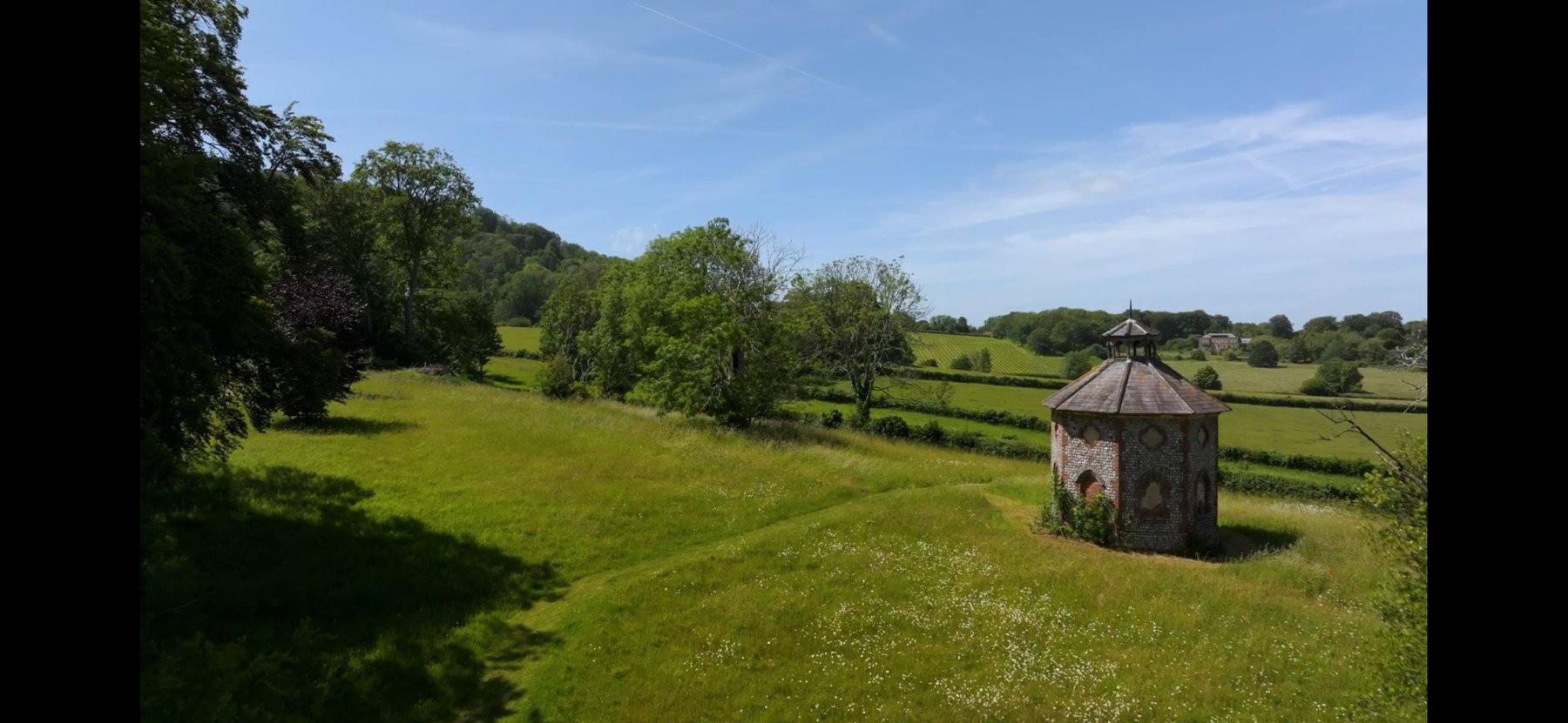 Horses grazing in the estate's grassland